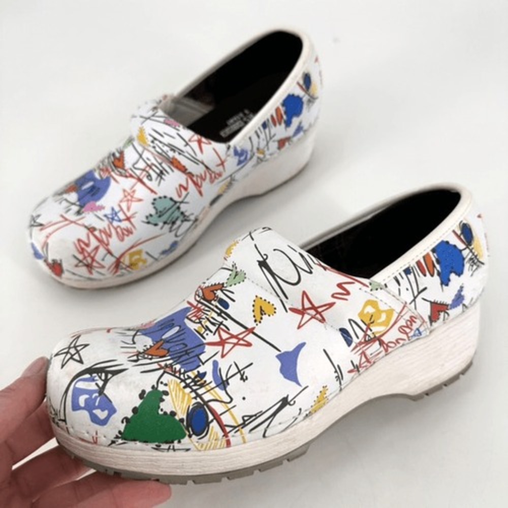 Skechers Work Clog Shoes Womens 10 Multicolor SR Candaba Graffiti Slip Resistant